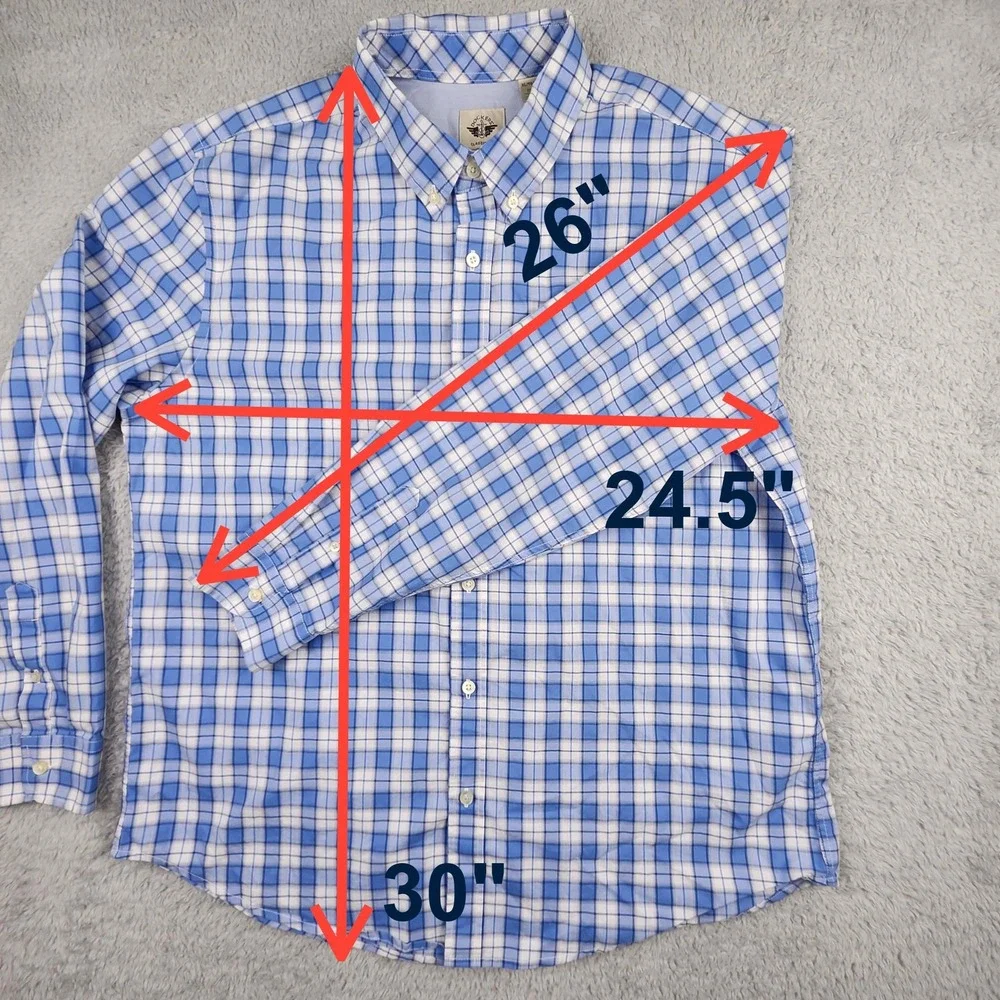 Dockers Button Down Shirt Mens XL Blue Plaid Long Sleeve Classic Fit Preppy